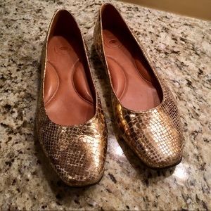 Gold flats - perfect for holidays - faux snakeskin